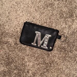 Black Coin Purse with Silver Initial M